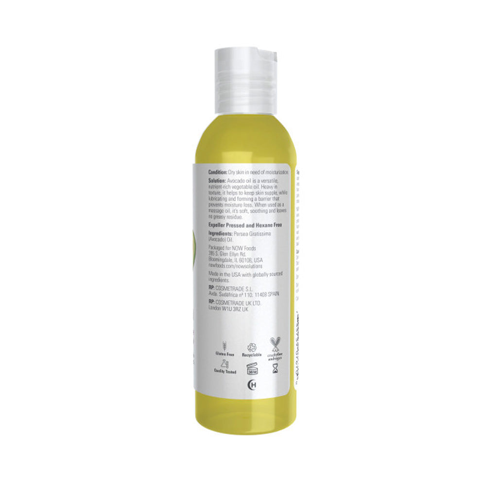 NOW Solutions, Avocado Oil, 100% Pure Moisturizing Oil, Nutrient Rich and Hydrating, 4-Ounce (118ml) Personal Care NOW Foods USA