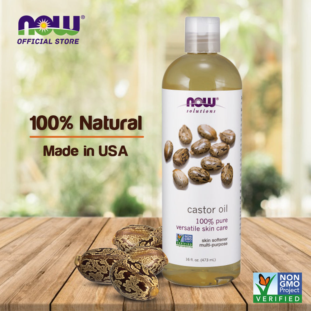 NOW Solutions, Castor Oil, 100% Pure Versatile Skin Care, Multi-Purpose Skin Softener, 16-Ounce (473ml) - Bloom Concept