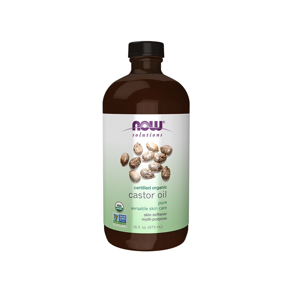 NOW Solutions, Organic Castor Oil, 100% Pure Versatile Skin Care, Multi-Purpose Skin Softener 16oz, (473ml) Personal Care NOW Foods USA