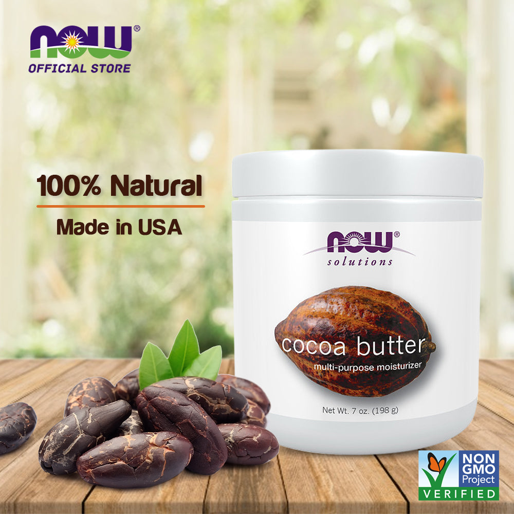 NOW Solutions, Cocoa Butter, Multi-Purpose Skin Moisturizer, Natural Moisture for the Whole Body, 7-Ounce (207ml) - Bloom Concept