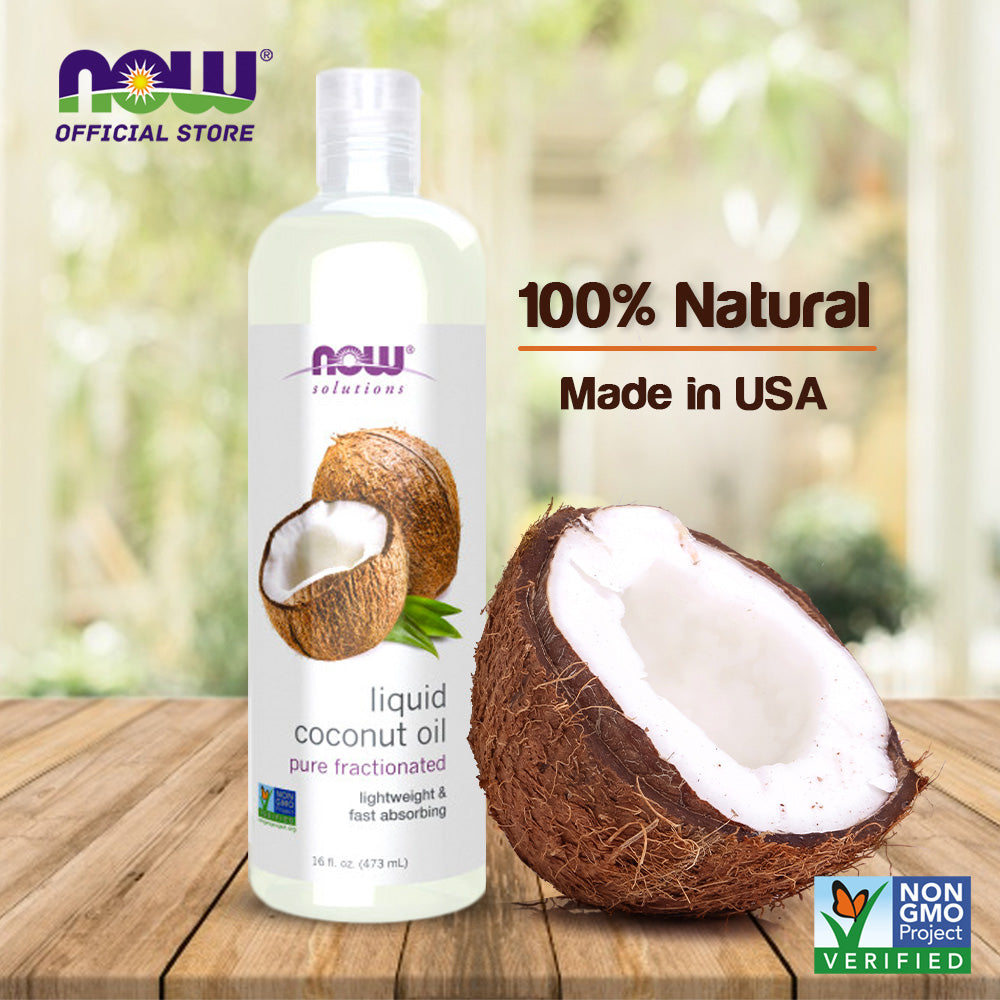 NOW Solutions, Liquid Coconut Oil, Light and Nourishing, Promotes Healthy-Looking Skin and Hair, 16-Ounce (473 ml) Personal Care NOW Foods USA
