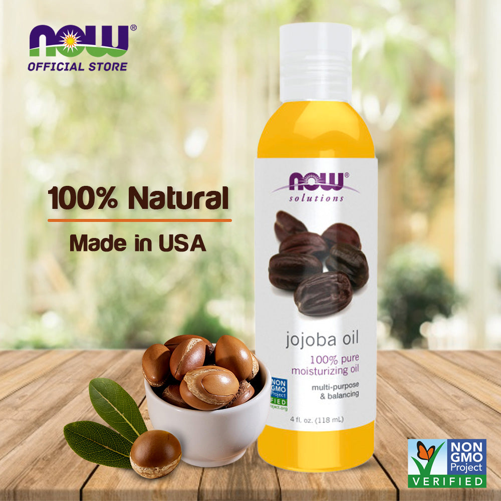 NOW Solutions, Jojoba Oil, 100% Pure Moisturizing, Multi-Purpose Oil for Face, Hair and Body, 4-Ounce (118ml) - Bloom Concept