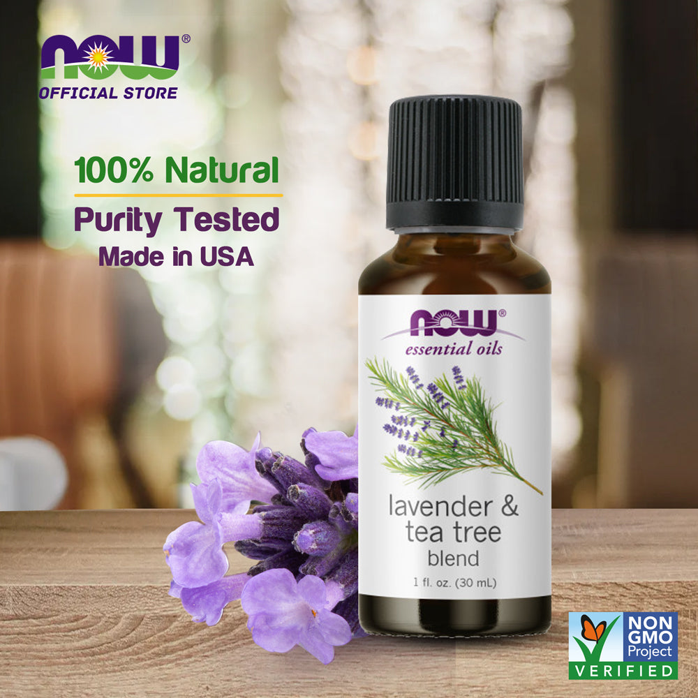 (Best by 09/24) NOW FOODS Lavender & Tea Tree Oil, Stimulating Aromatherapy Scent, Blend of Pure Lavender Oil and Pure Tea Tree Oil, Vegan, (30 ml) - Bloom Concept