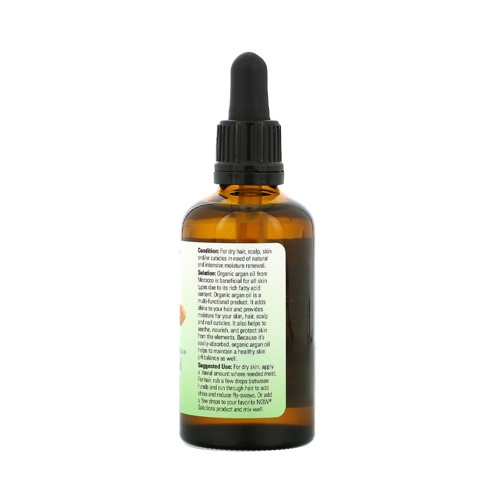 NOW Solutions, Organic Argan Oil, Certified Organic and 100% Pure, "Gold of Morocco" Multi-Purpose Oil, 2-Ounce (59ml) Personal Care NOW Foods USA
