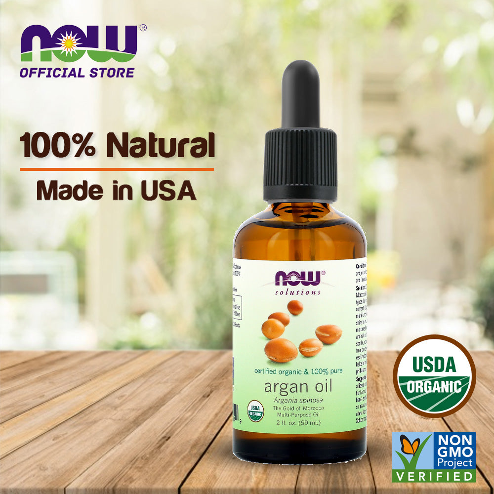 NOW Solutions, Organic Argan Oil, Certified Organic and 100% Pure, "Gold of Morocco" Multi-Purpose Oil, 2-Ounce (59ml) Personal Care NOW Foods USA