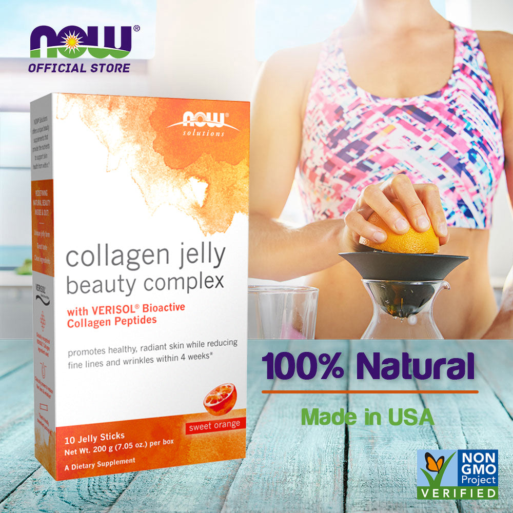 NOW Solutions, Collagen Jelly Beauty Complex, Sweet Orange Flavor, 10 Jelly Sticks Vitamins & Supplements NOW Foods USA