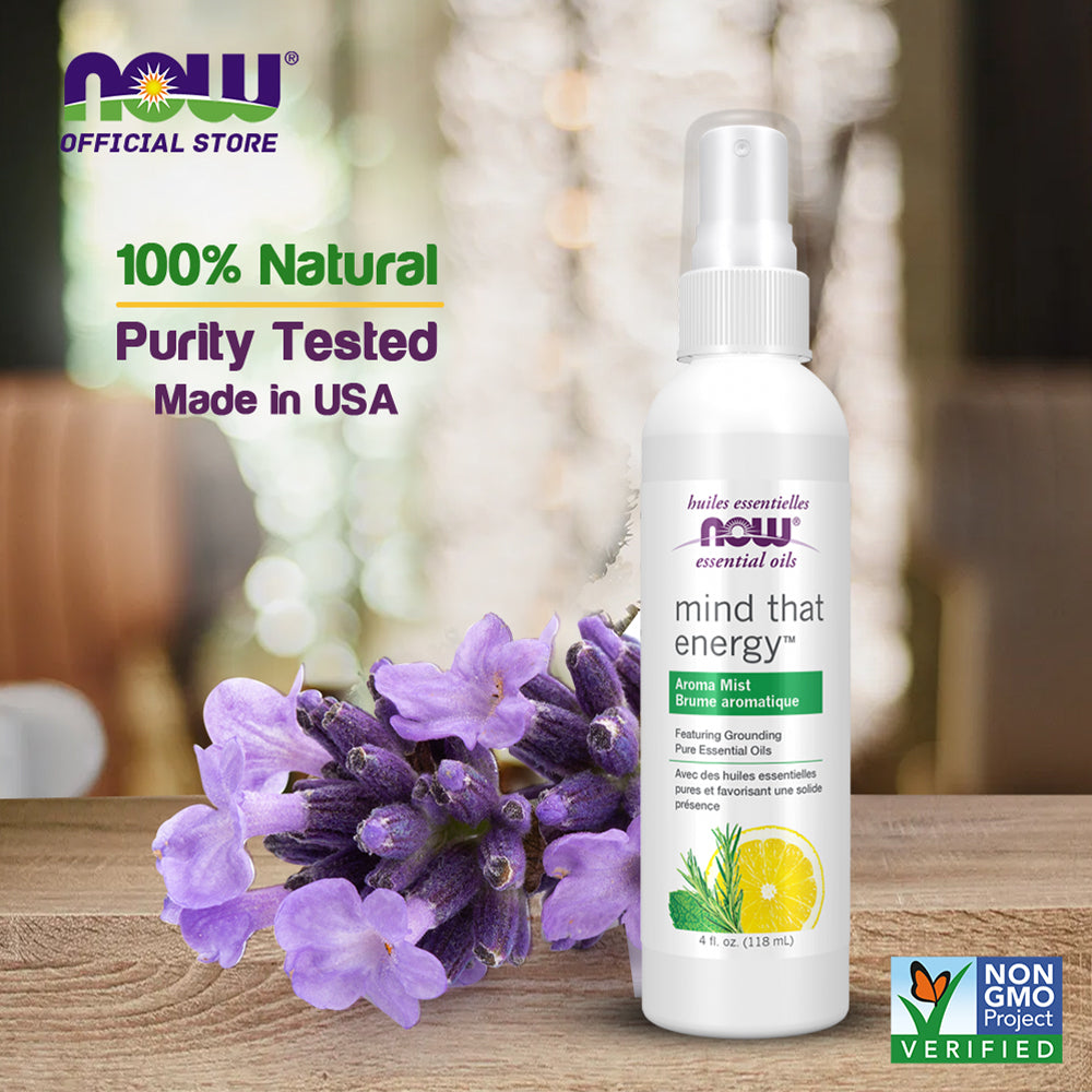 NOW Essential Oils, Mind That Energy Aroma Mist 4oz (118ml) Essential oils NOW Foods USA
