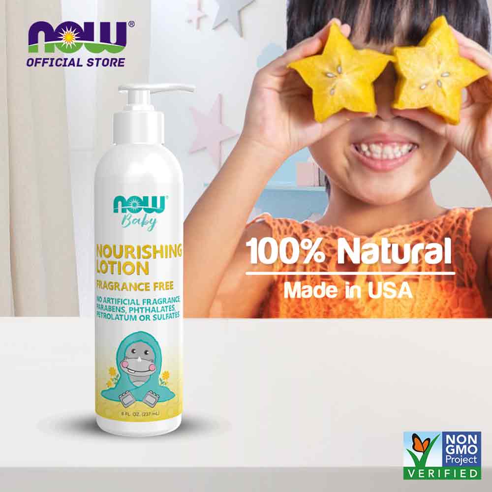 NOW Baby, Nourishing Baby Lotion, Fragrance Free, Paraben Free, 8 Fluid Ounces (237ml) Personal Care NOW Foods USA