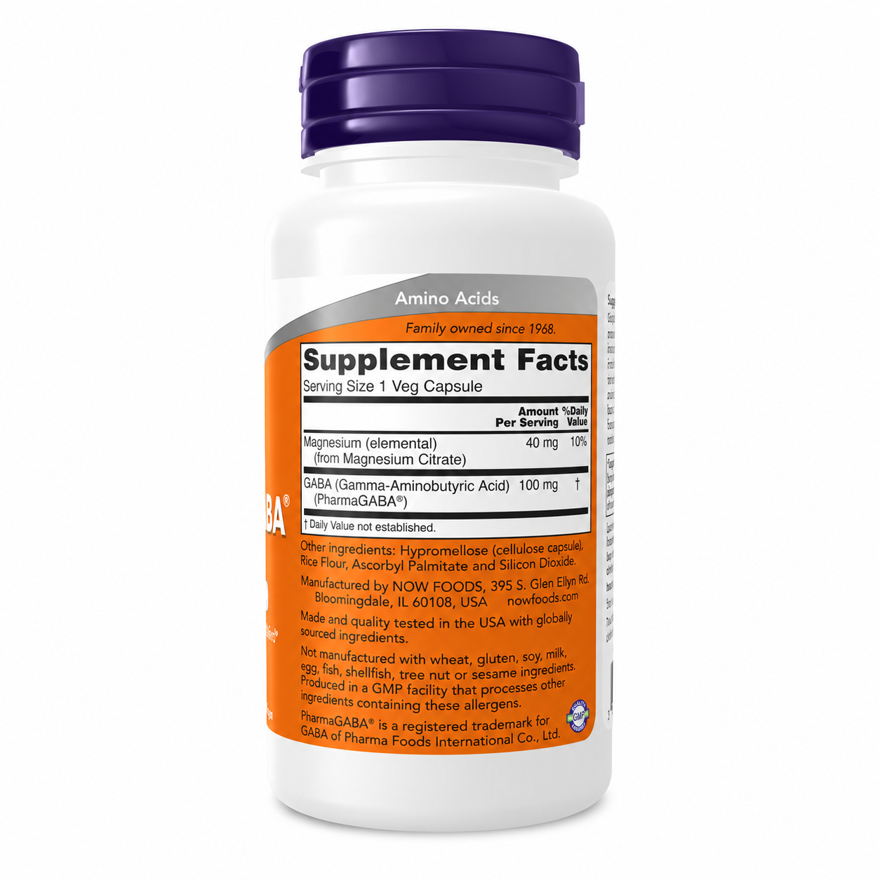NOW Supplements, PharmaGABA 100 mg with Magnesium Citrate, 90 Veg Caps, Relaxation Support Vitamins & Supplements NOW Foods USA