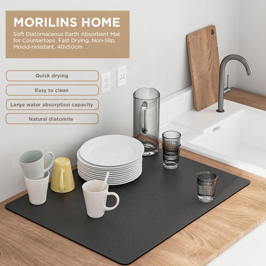 [Morilins Home] Soft Diatomaceous Earth Absorbent Mat for Kitchen Countertops - Fast Drying, Non-Slip, mould-resistant, 40x50cm - Bloom Concept