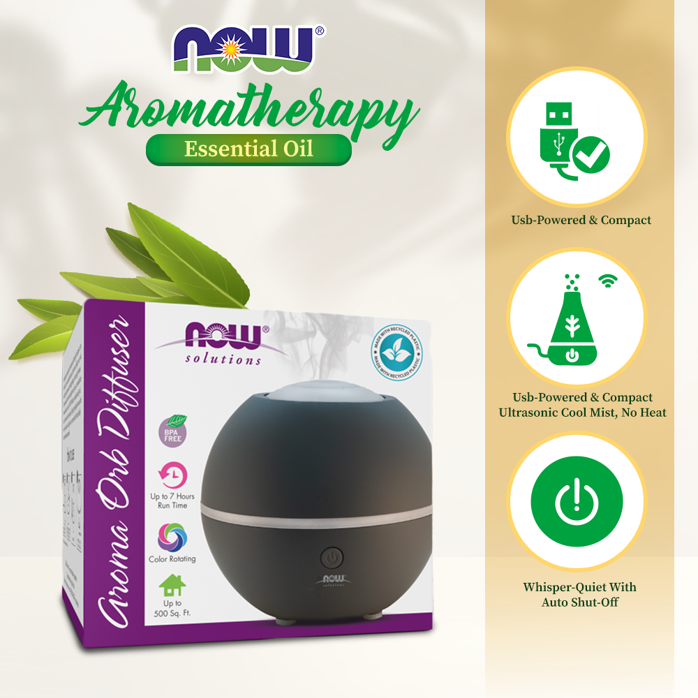 NOW Solutions, Aroma Orb Diffuser, Extremely Quiet, Heat Free and Easy to Clean Diffuser NOW Foods USA