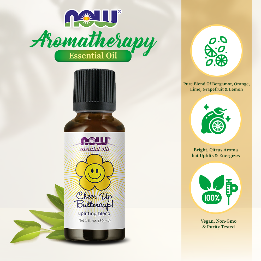 NOW Essential Oils, Cheer Up Buttercup Oil Blend, Uplifting Aromatherapy Scent, Blend Pure Citrus Essential Oils, Vegan, Child Resistant Cap, 1-Ounce (30ml) Essential oils NOW Foods USA