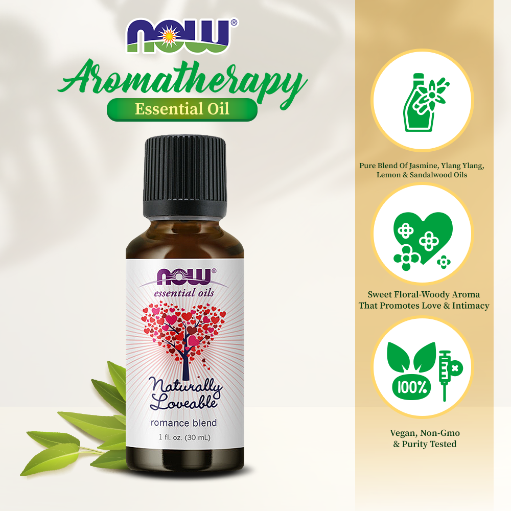 NOW Essential Oils, Naturally Loveable Oil Blend, Romantic Aromatherapy Scent, Vegan, Child Resistant Cap, 1-Ounce (30ml) Essential oils NOW Foods USA