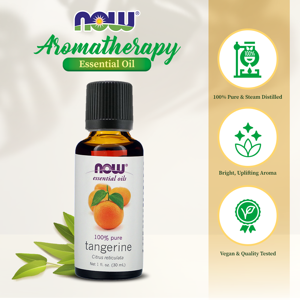 NOW FOODS Essential Oils, Tangerine Oil, Cheerful Aromatherapy Scent, Cold Pressed, 100% Pure, Vegan, Child Resistant Cap, 1-Ounce (30 ml) Essential oils NOW Foods USA