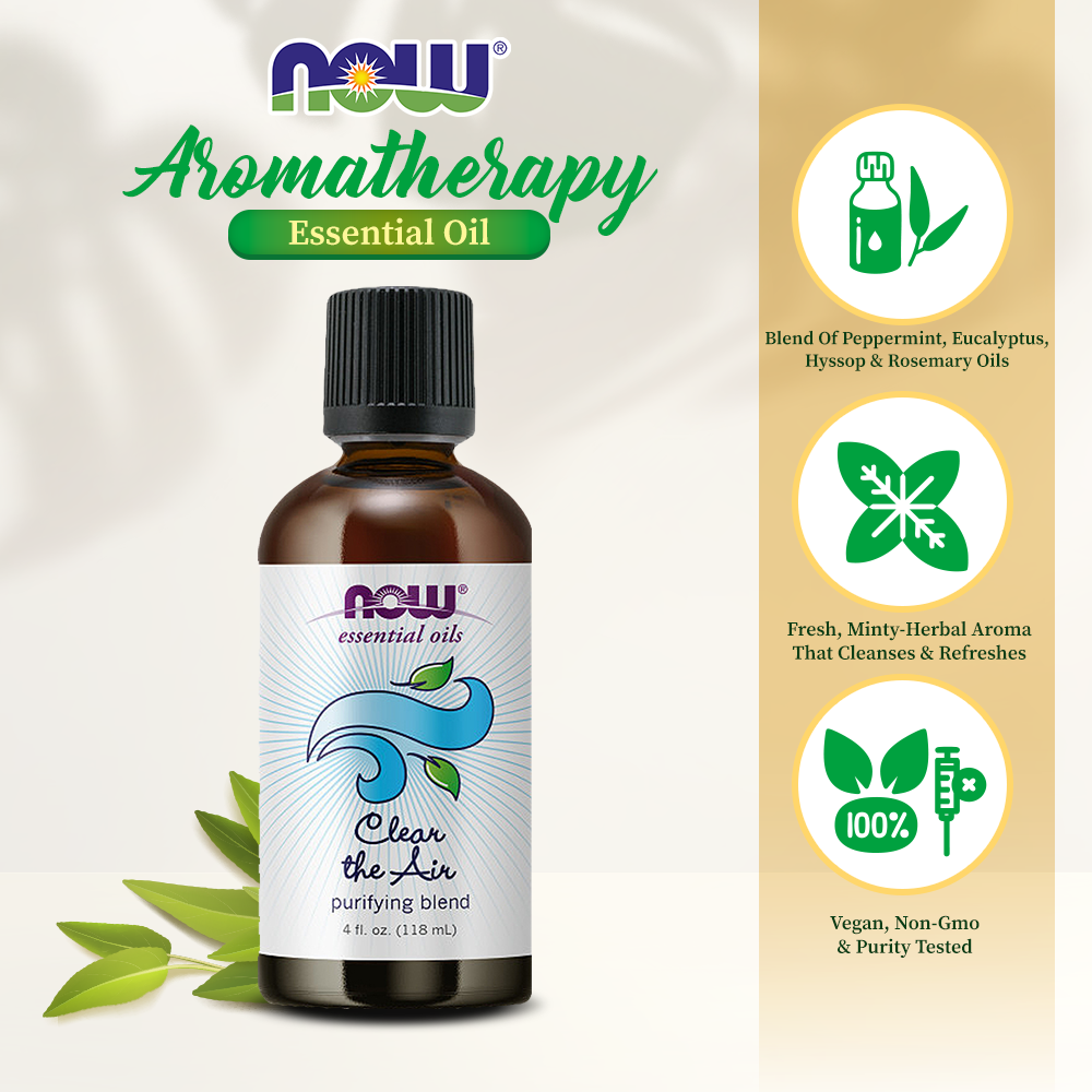 NOW Essential Oils, Clear the Air Oil Blend, Purifying Aromatherapy Scent, 1-Ounce (118 ml) Essential oils NOW Foods USA