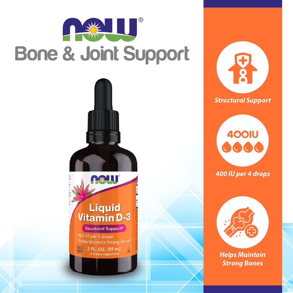 NOW Supplements, Liquid Vitamin D-3, Strong Bones, Structural Support, 2-Ounce (59ml) Vitamins & Supplements NOW Foods USA