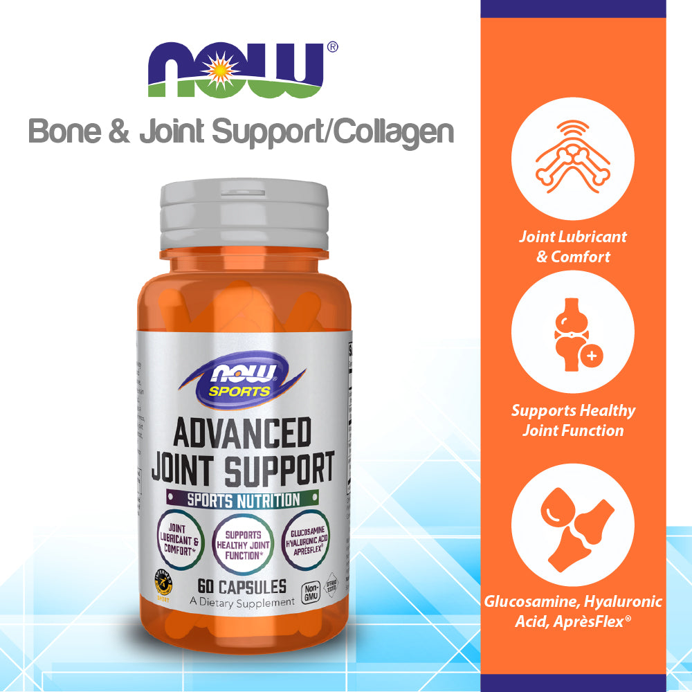 NOW Sports Nutrition, Advanced Joint Support, Glucosamine, Hyaluronic Acid, ApresFlex, 60 Capsules Vitamins & Supplements NOW Foods USA