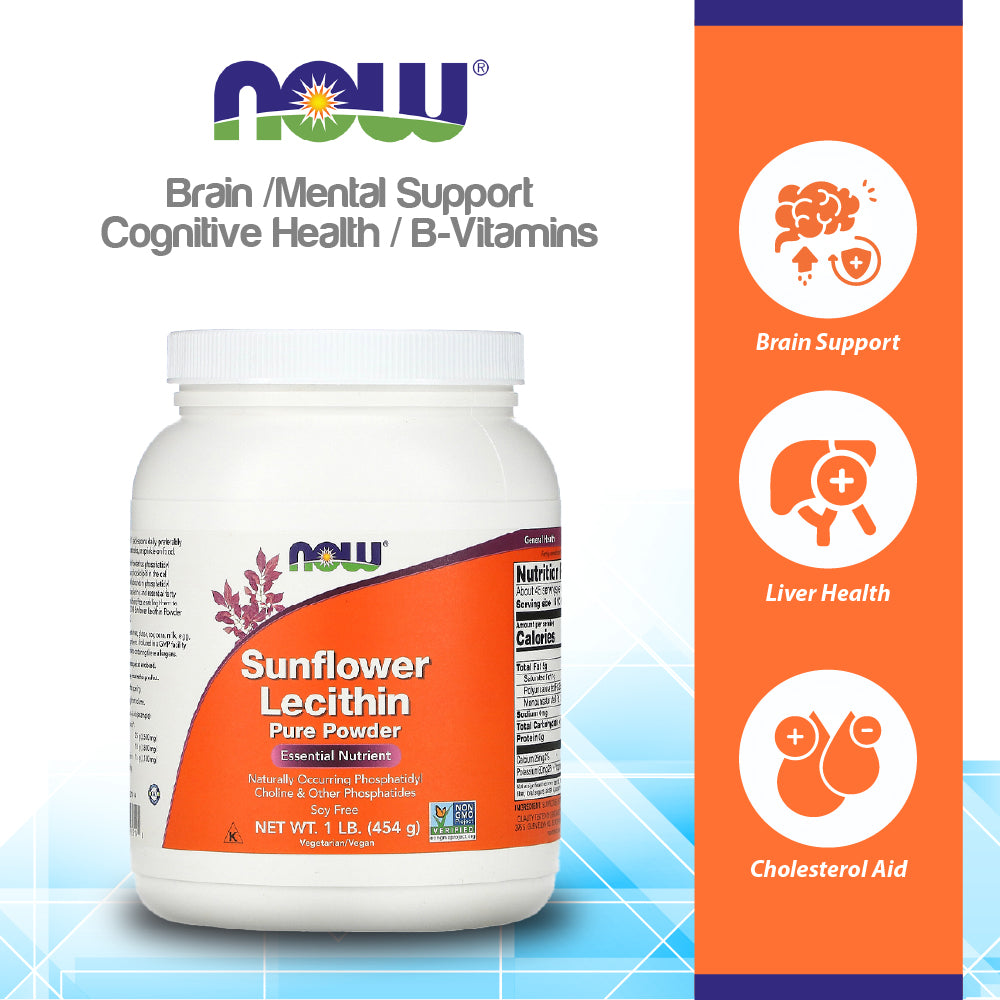 NOW Supplements, Sunflower Lecithin with naturally occurring Phosphatidyl Choline and Other Phosphatides, Powder, 1-Pound (454 g) Vitamins & Supplements NOW Foods USA