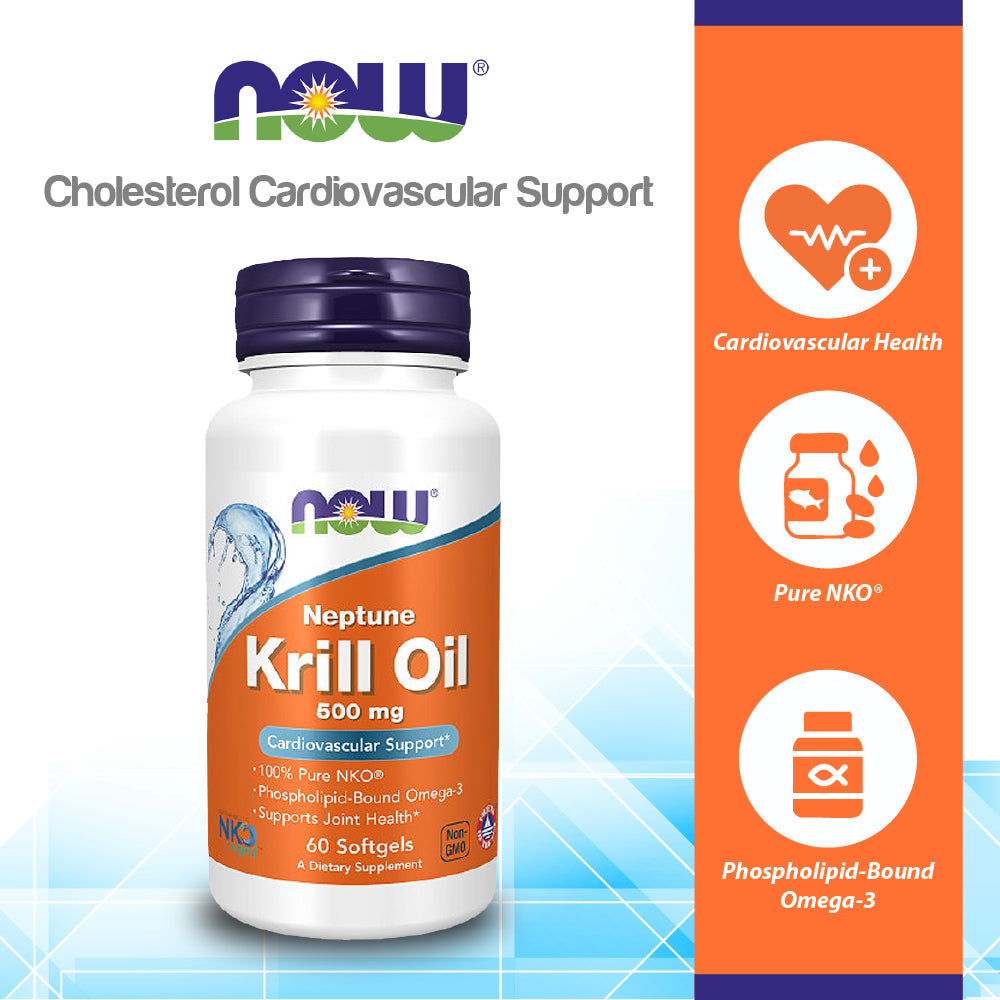 NOW Supplements, Neptune Krill Oil 500 mg, Phospholipid-Bound Omega-3, Cardiovascular Support*, 60 Softgels Vitamins & Supplements NOW Foods USA