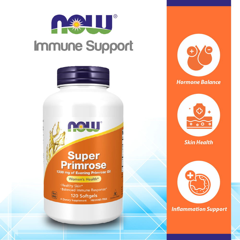 NOW Supplements, Super Primrose 1300 mg with Naturally Occurring GLA (Gamma-Linolenic Acid), 120 Softgels Vitamins & Supplements NOW Foods USA