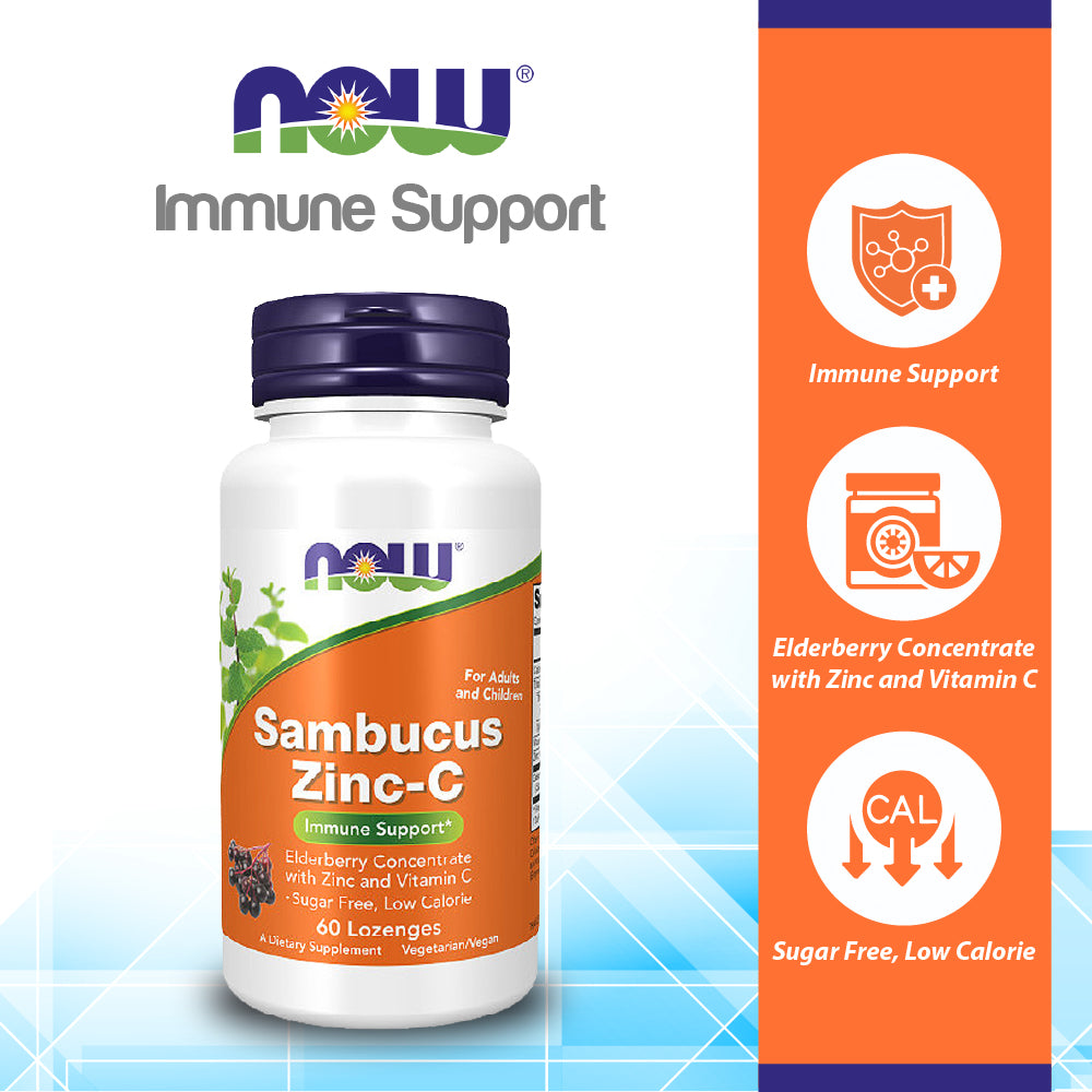 Best by 01/26) NOW Supplements, Sambucus Zinc-C with