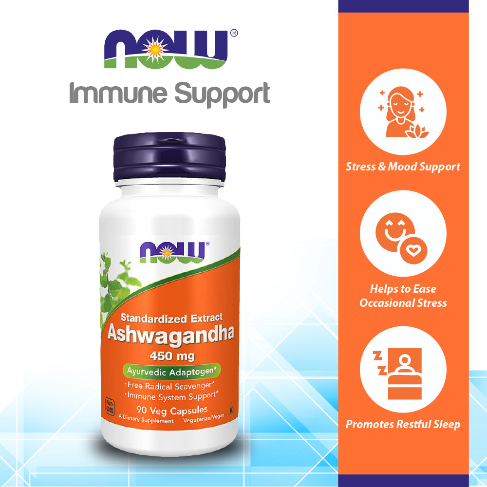 NOW Supplements, Ashwagandha (Withania somnifera) 450 mg (Standardized Extract), 90 Veg Capsules Vitamins & Supplements NOW Foods USA