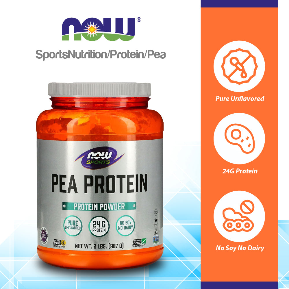NOW Sports Nutrition, Pea Protein 24 g, Fast Absorbing, Unflavored Powder, 2-Pound (907 g) Vitamins & Supplements NOW Foods USA
