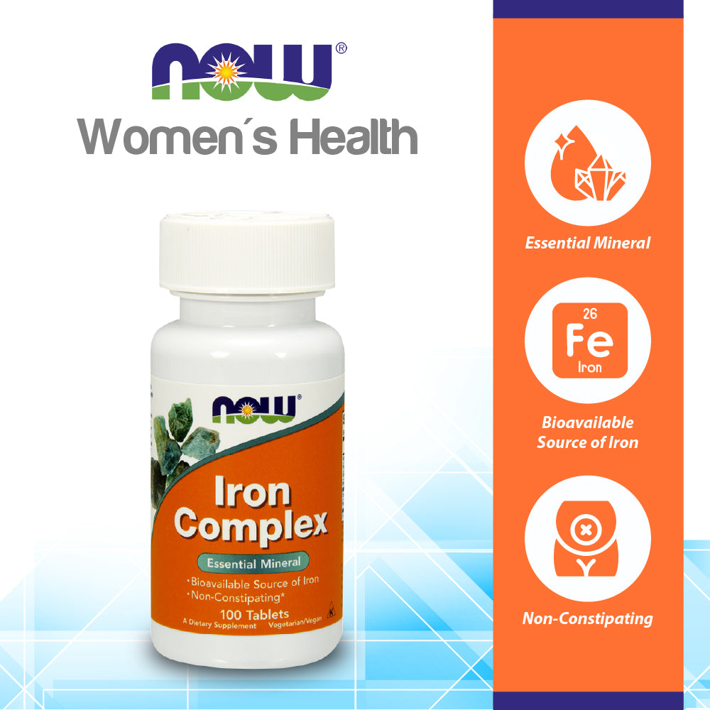 NOW Supplements, Iron Complex, Non-Constipating*, Essential Mineral, 100 Tablets Vitamins & Supplements NOW Foods USA
