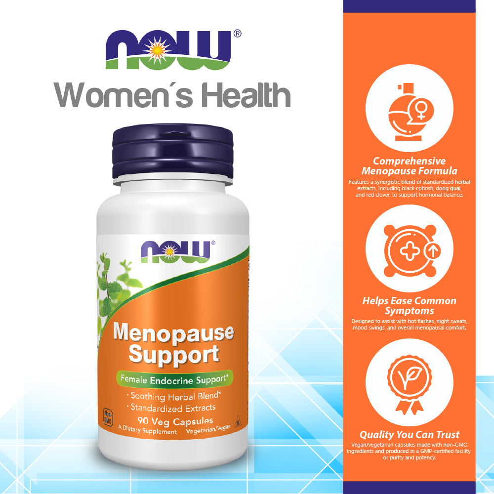 NOW Supplements, Menopause Support, Blend Includes Standardized Herbal Extracts and Other Nutrients, 90 Veg Capsules