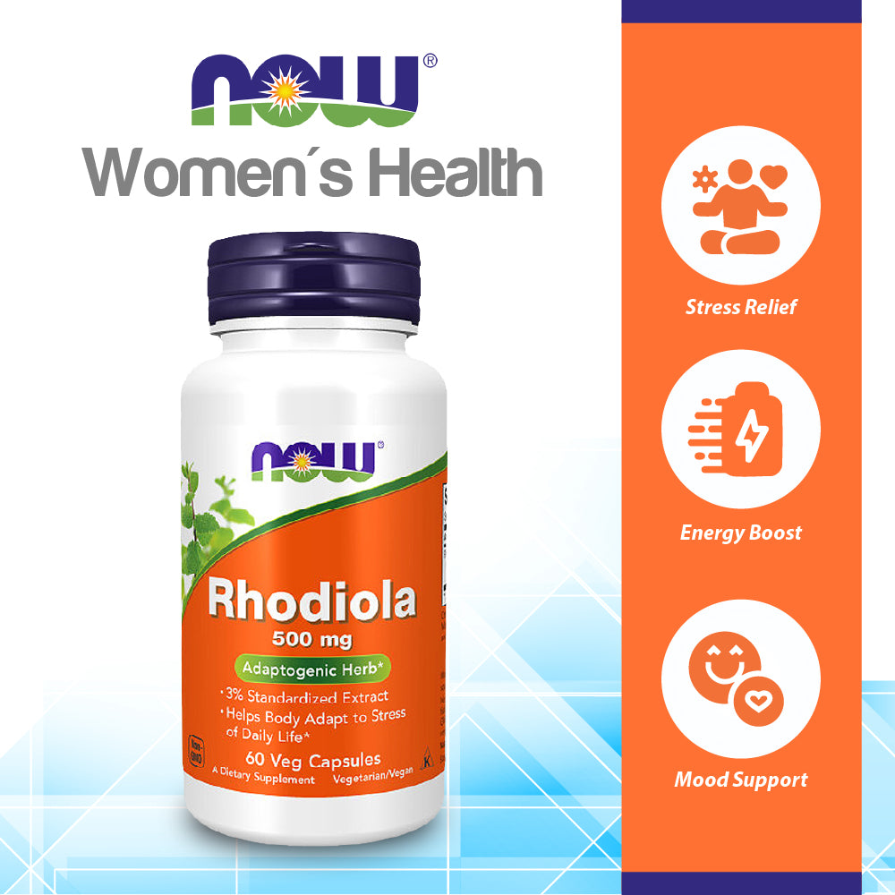 NOW Supplements, Rhodiola 500 mg, Helps Body Adapt to Stress of Daily Life*, Adaptogenic Herb*, 60 Veg Capsules Vitamins & Supplements NOW Foods USA