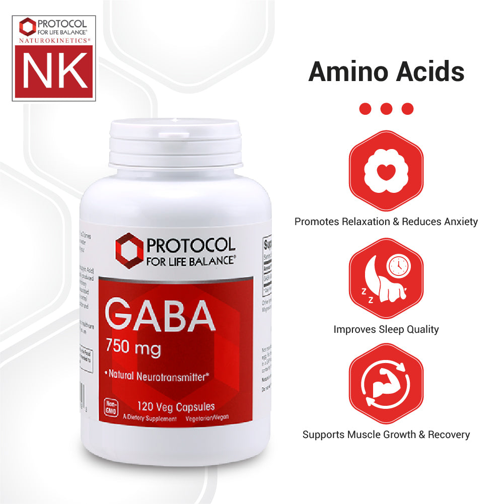 Protocol for Life Balance, GABA, 750 mg, 120 Veg Capsules Vitamins & Supplements Protocol For Life Balance