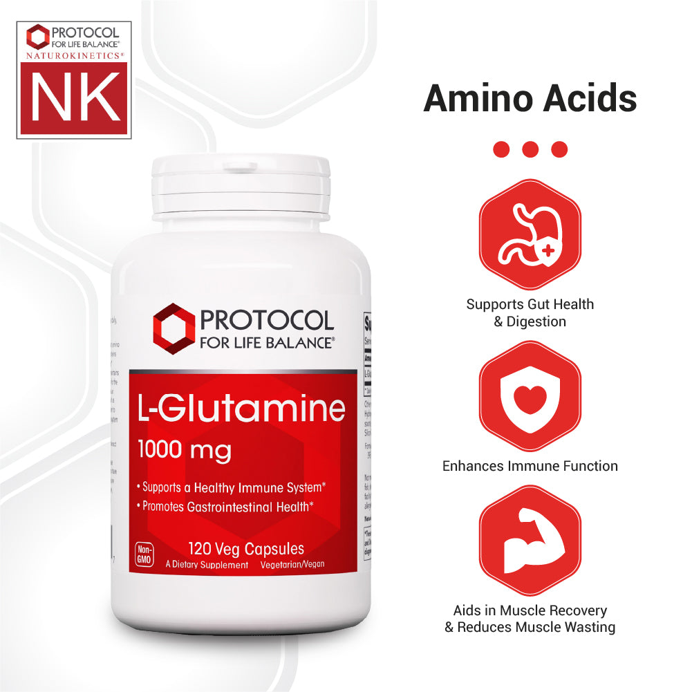 Protocol for Life Balance, L-Glutamine, 1,000 mg, 120 Veg Capsules Protocol For Life Balance