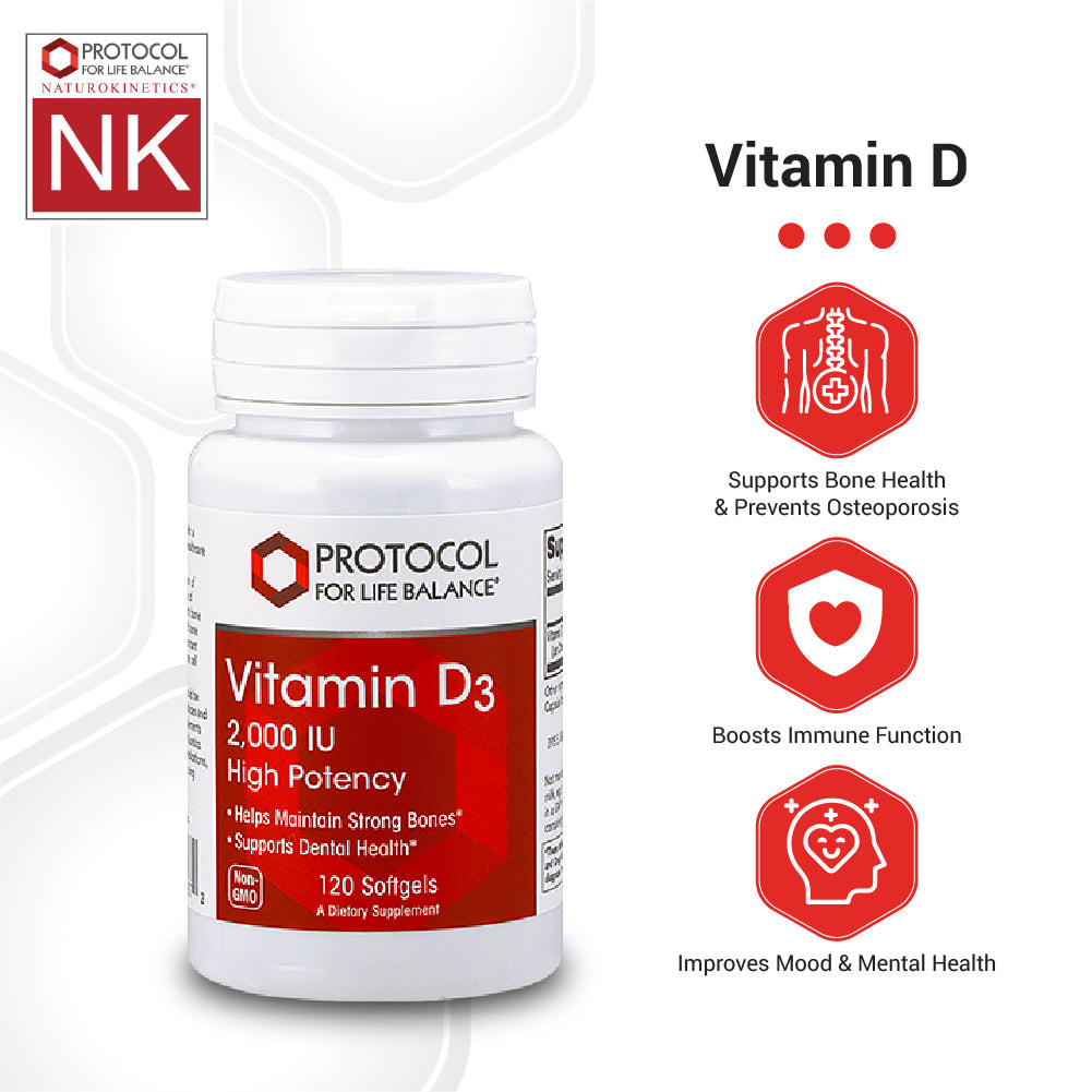 Protocol for Life Balance, Vitamin D3, High Potency, 2,000 IU, 120 Softgels Vitamins & Supplements Protocol For Life Balance