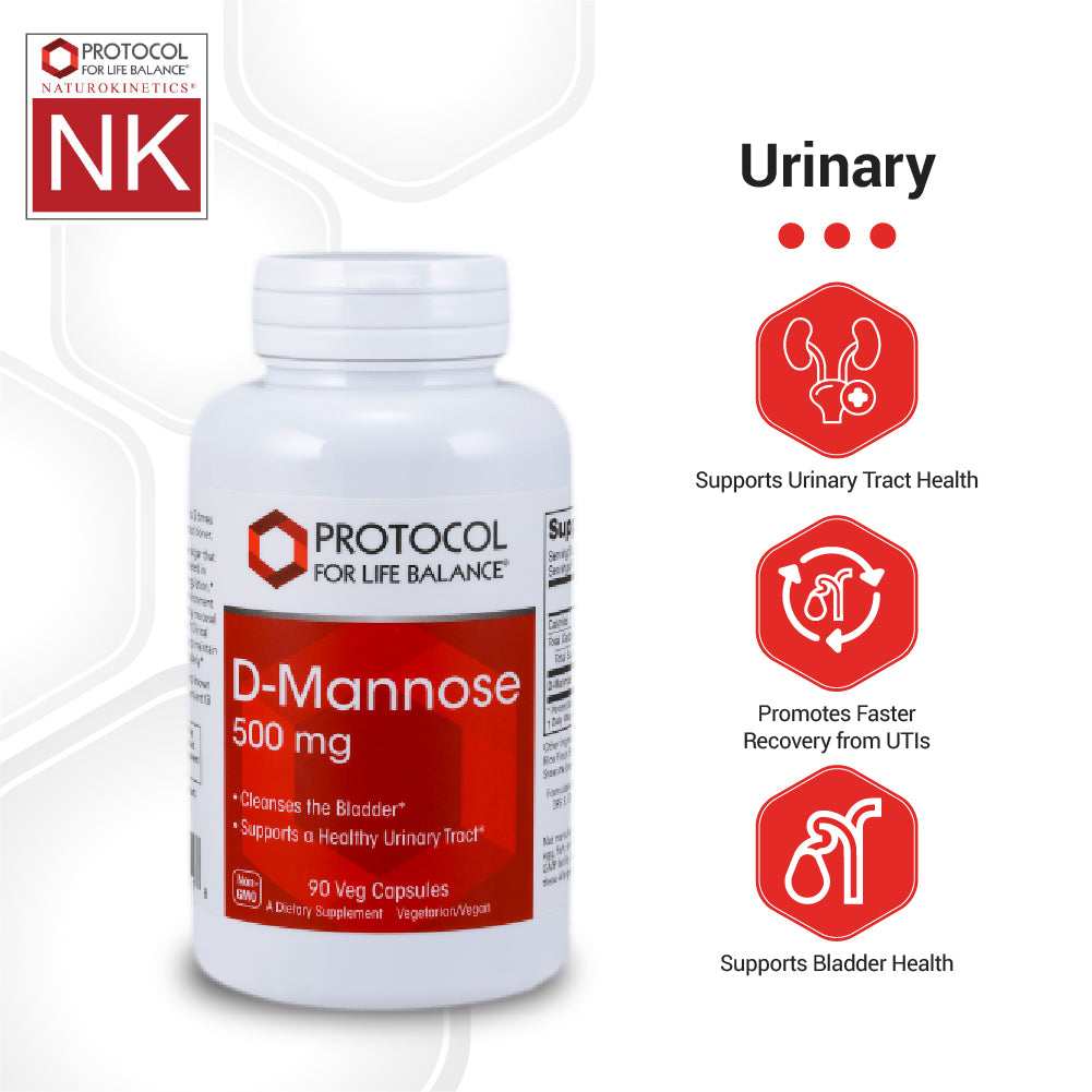 Protocol for Life Balance, D-Mannose, 500 mg, 90 Veg Capsules (125 mg per Capsule) Supplement Protocol For Life Balance