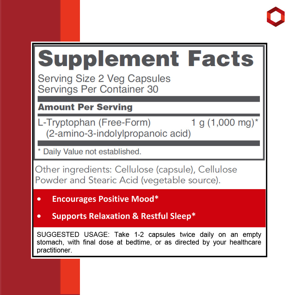 Protocol for Life Balance, L-Tryptophan, 500 mg, 60 Veg Capsules Vitamins & Supplements Protocol For Life Balance