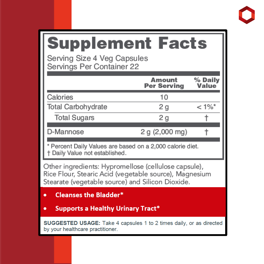 Protocol for Life Balance, D-Mannose, 500 mg, 90 Veg Capsules (125 mg per Capsule) Supplement Protocol For Life Balance
