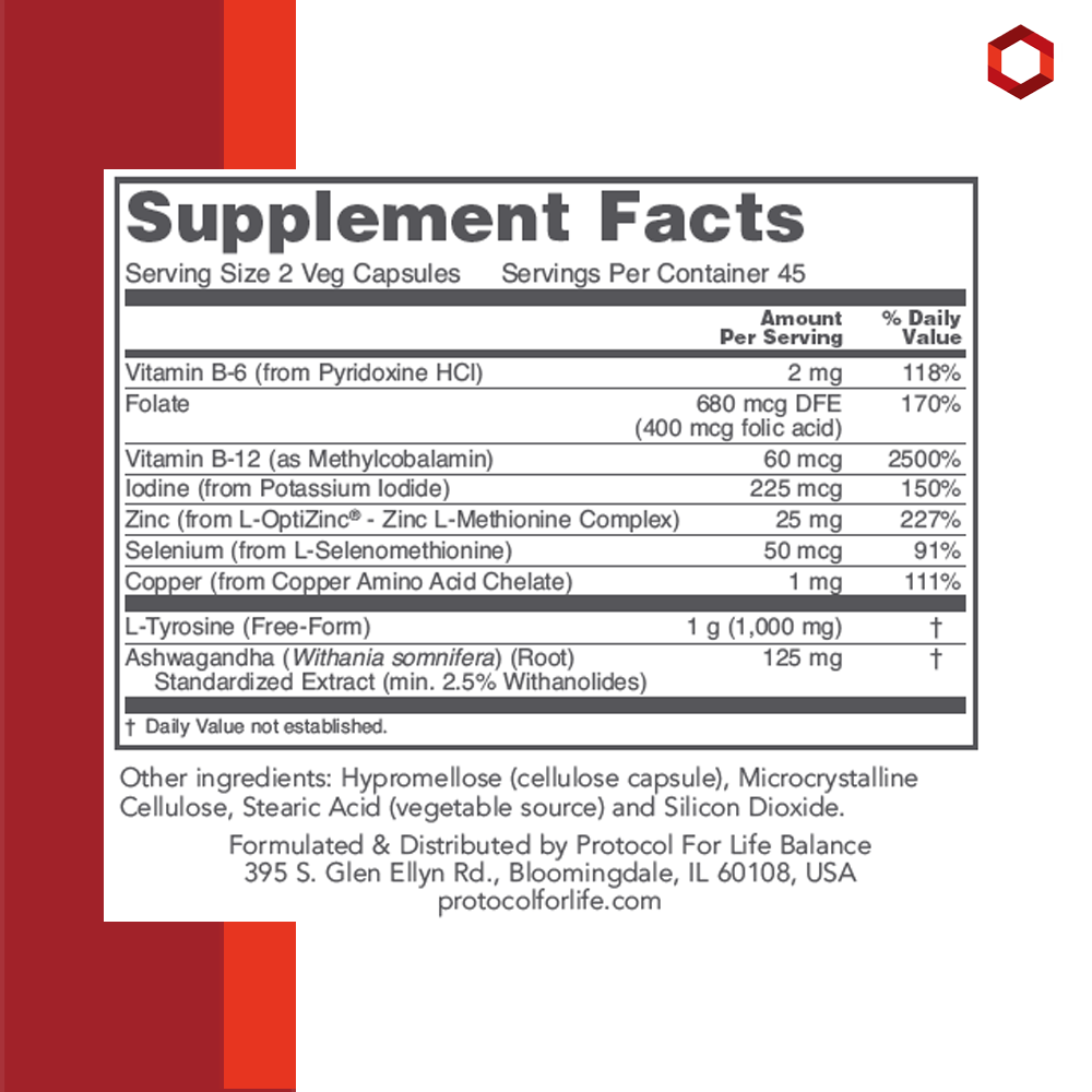 Protocol for Life Balance, Ortho Thyroid, 90 Veg Capsules Vitamins & Supplements Protocol For Life Balance