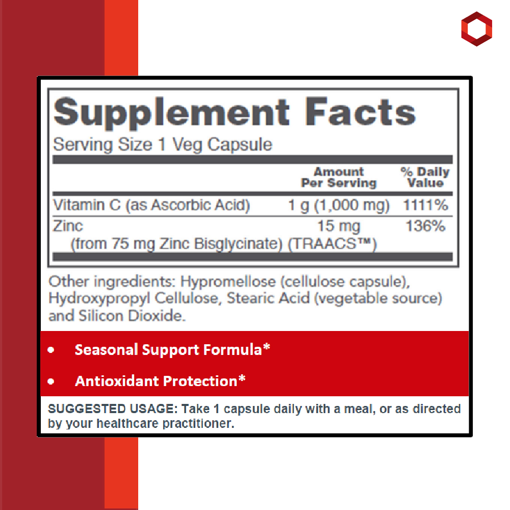 Protocol for Life Balance, C-1000 + Zinc-15, 120 Veg Capsules Vitamins & Supplements Protocol For Life Balance