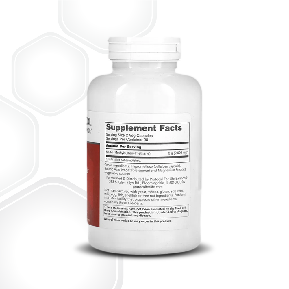 Protocol for Life Balance, MSM, 1,000 mg, 180 Veg Capsules Supports Healthy Tissue Protocol For Life Balance