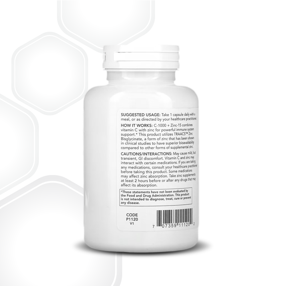 Protocol for Life Balance, C-1000 + Zinc-15, 120 Veg Capsules Vitamins & Supplements Protocol For Life Balance