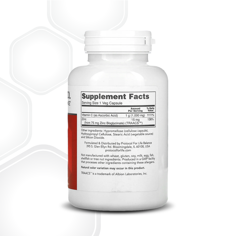 Protocol for Life Balance, C-1000 + Zinc-15, 120 Veg Capsules Vitamins & Supplements Protocol For Life Balance
