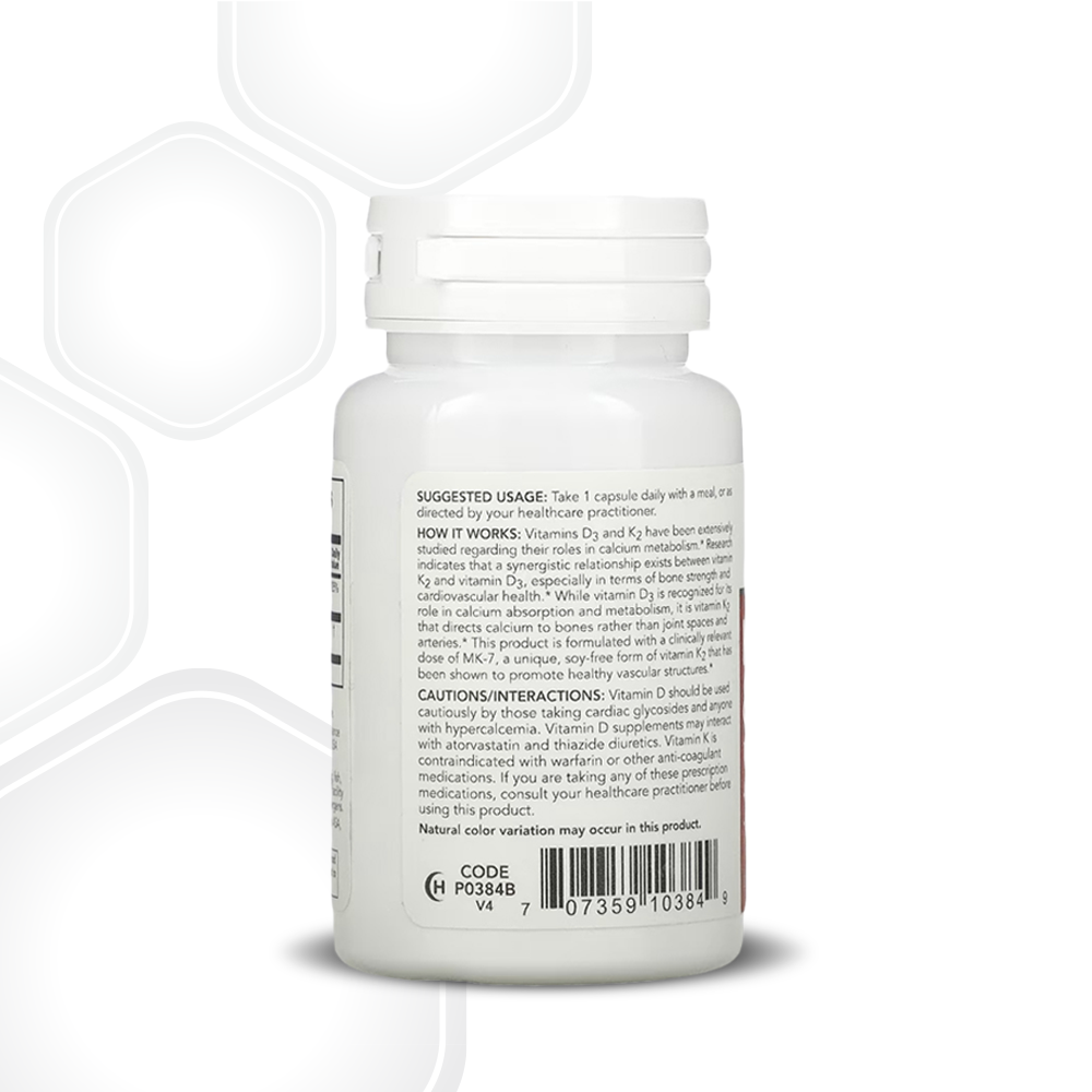 Protocol for Life Balance, K2 MK-7 & D3, 60 Veg Capsules Vitamins & Supplements Protocol For Life Balance