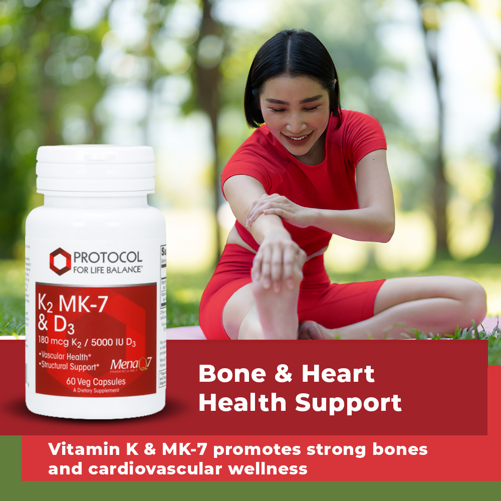 Protocol for Life Balance, K2 MK-7 & D3, 60 Veg Capsules Vitamins & Supplements Protocol For Life Balance