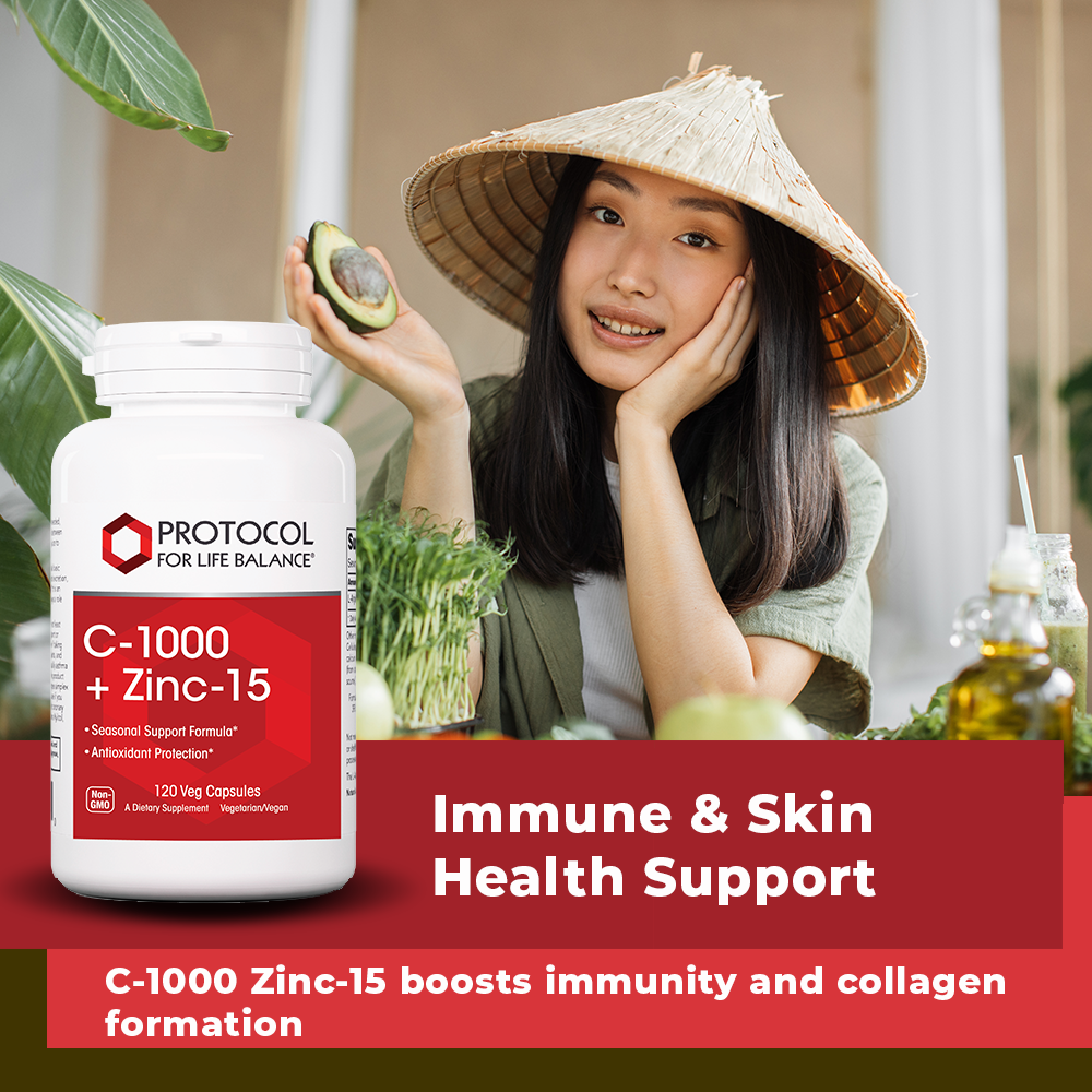 Protocol for Life Balance, C-1000 + Zinc-15, 120 Veg Capsules Vitamins & Supplements Protocol For Life Balance