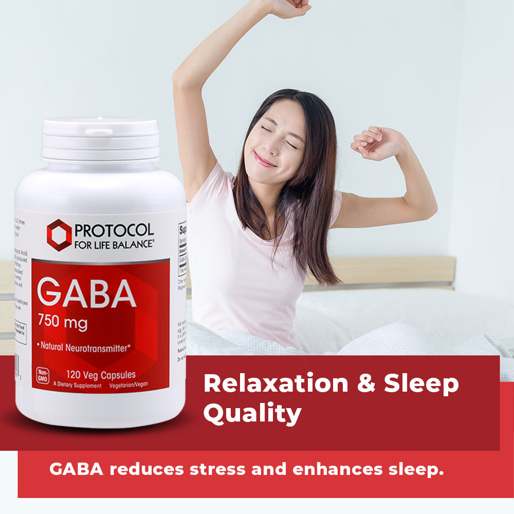 Protocol for Life Balance, GABA, 750 mg, 120 Veg Capsules Vitamins & Supplements Protocol For Life Balance