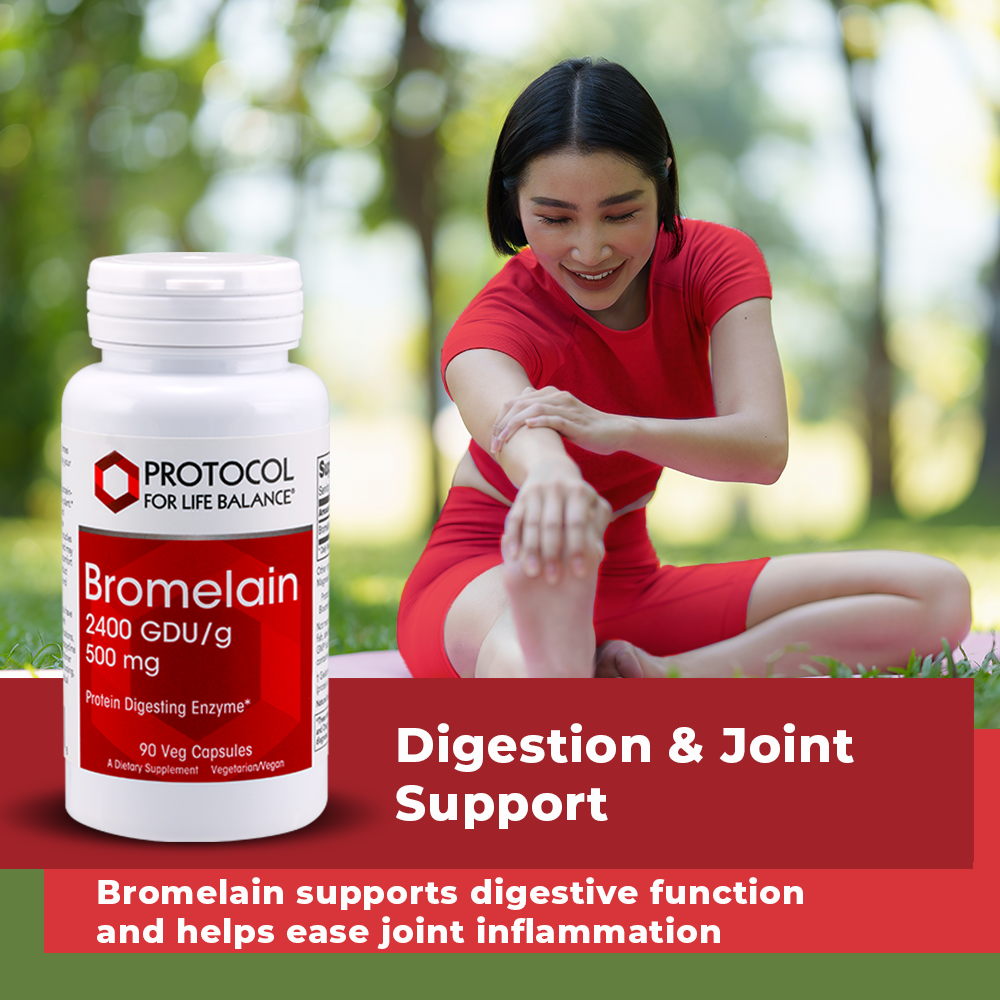 Protocol for Life Balance, Bromelain, 2400 GDU/g, 500 mg, 90 Veg Capsules Protein Digesting Enzyme Protocol For Life Balance