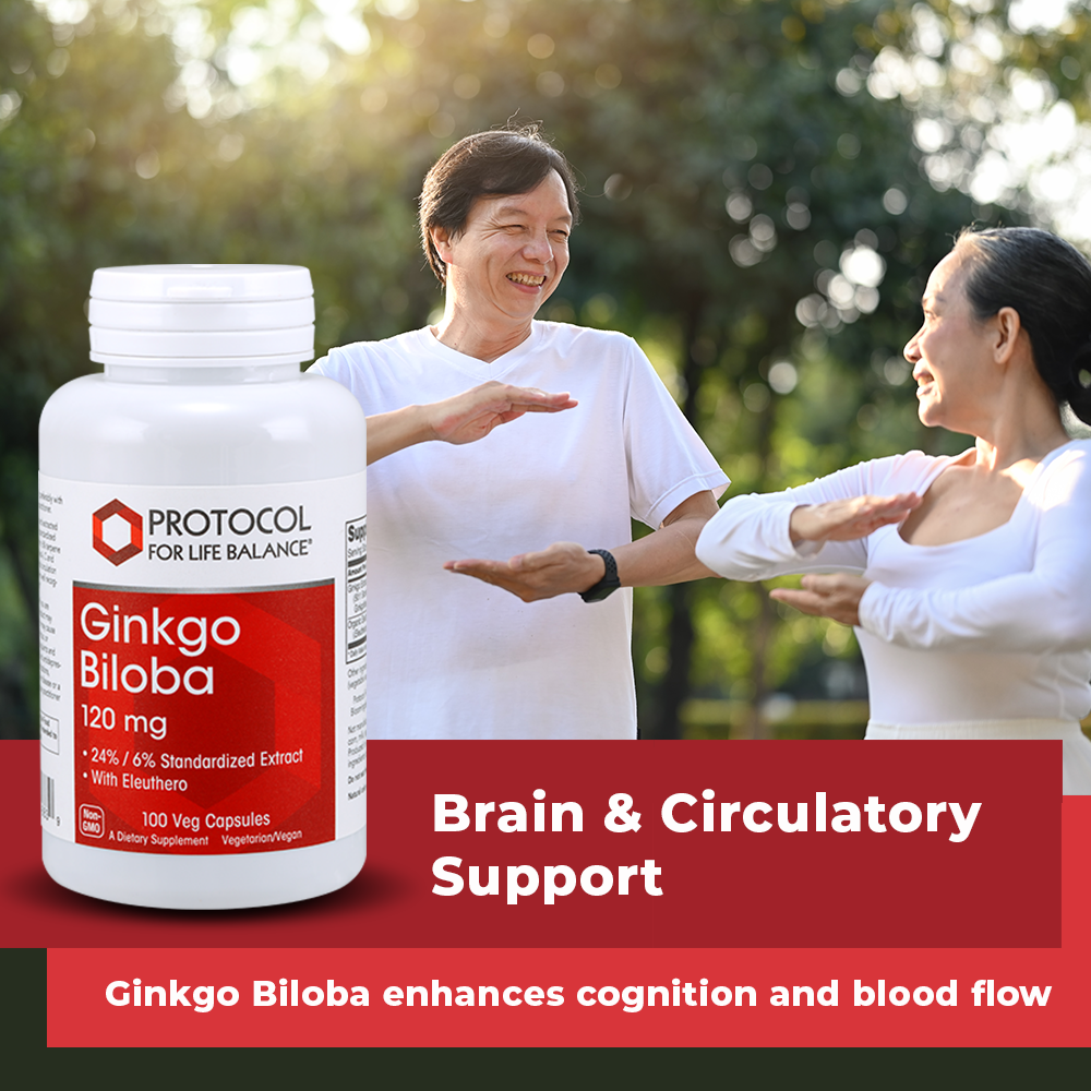 Protocol for Life Balance, Ginkgo Biloba, 120 mg, 100 Veg Capsules Supplement Protocol For Life Balance