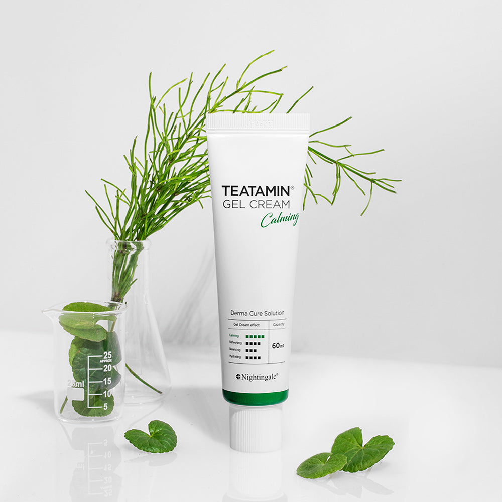 Nightingale Teatamin Calming Gel Cream 60ml - (Tea Tree + Vitamin) for Sensitive Skin - Non-Comedogenic Soothing Moisturizer for Daily Face Use - Bloom Concept