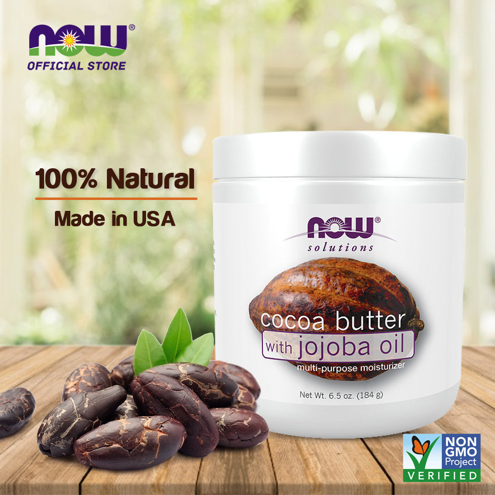 NOW Solutions, Cocoa Butter with Jojoba Oil, Multi-Purpose Moisturizer, 6.5-Ounce (192 ml)--Best by 09/23 - Bloom Concept