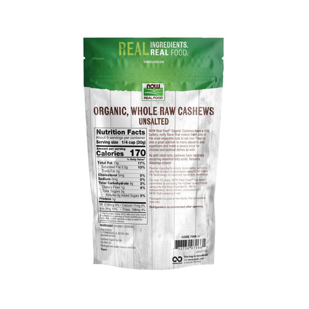 NOW Foods, Certified Organic Cashews, Whole, Raw and Unsalted, Rich Buttery Flavor, 10-Ounce (284g) - Bloom Concept